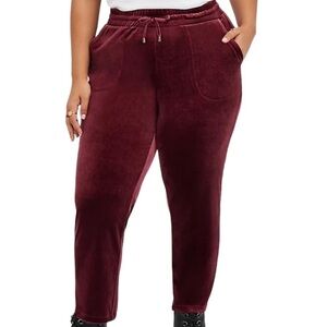 Torrid Pull On Relaxed Taper Velvet High Rise Pants